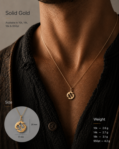 vkngjewelry Pendant Handcrafted Slim Hugin & Munin Gold pendant