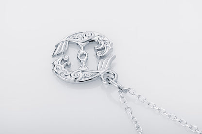 vkngjewelry Pendant Handcrafted Mini Hugin & Munin Silver pendant