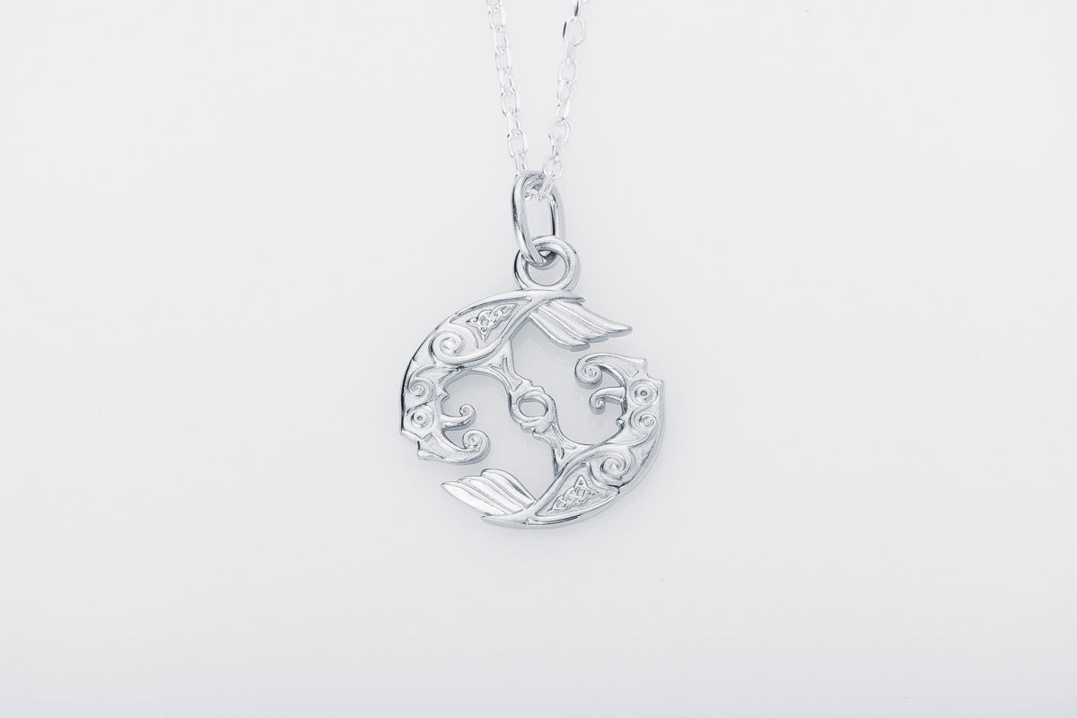 vkngjewelry Pendant Handcrafted Mini Hugin & Munin Silver pendant