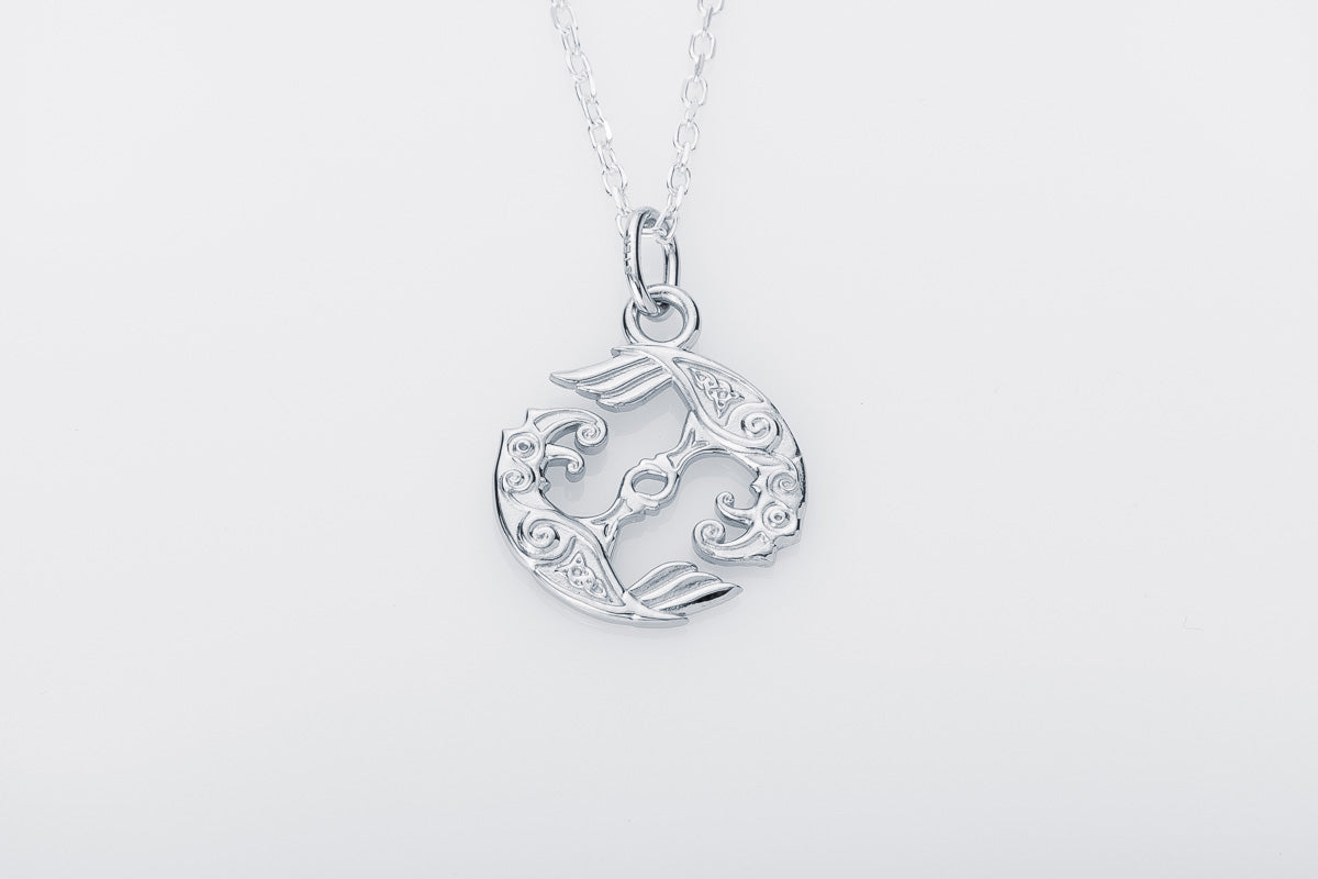 vkngjewelry Pendant Handcrafted Mini Hugin & Munin Silver pendant