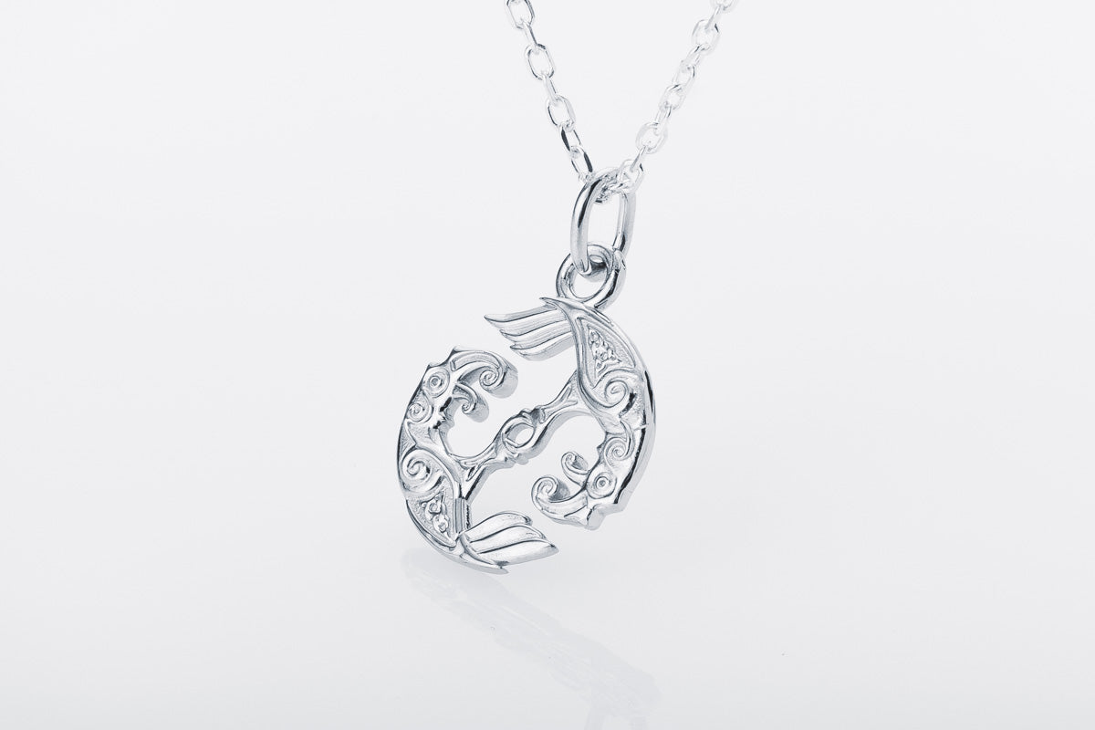 vkngjewelry Pendant Handcrafted Mini Hugin & Munin Silver pendant