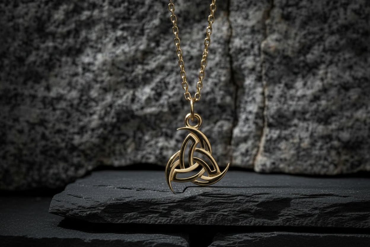 vkngjewelry Pendant Handcrafted Slim Odin's Horns Gold pendant