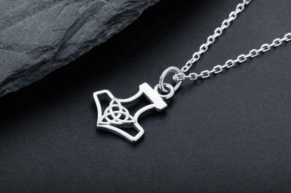 vkngjewelry Pendant Handcrafted Slim Thor Hammer With Triquetra Silver Pendant