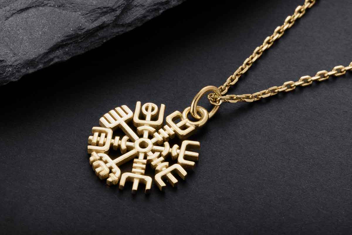 vkngjewelry Pendant Slim Vegvisir Gold Pendant