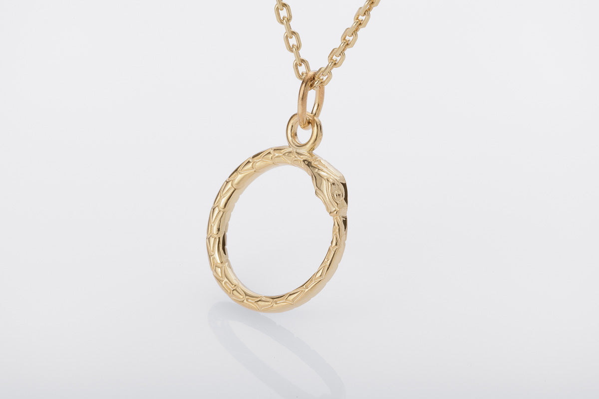vkngjewelry Pendant Handcrafted Slim World Serpent Jormungandr Gold Pendant