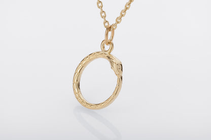 vkngjewelry Pendant Handcrafted Slim World Serpent Jormungandr Gold Pendant