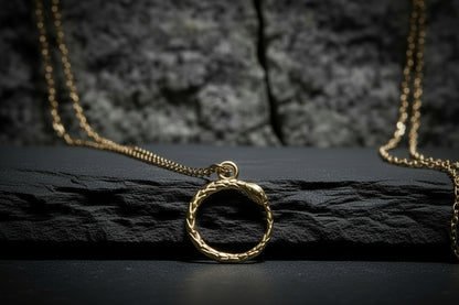 vkngjewelry Pendant Handcrafted Slim World Serpent Jormungandr Gold Pendant