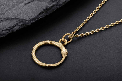 vkngjewelry Pendant Handcrafted Slim World Serpent Jormungandr Gold Pendant