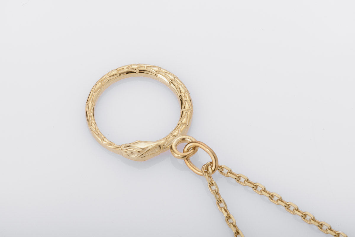 vkngjewelry Pendant Handcrafted Slim World Serpent Jormungandr Gold Pendant