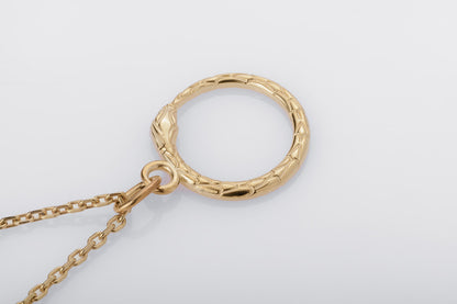 vkngjewelry Pendant Handcrafted Slim World Serpent Jormungandr Gold Pendant