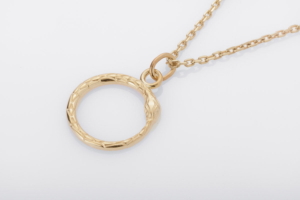 vkngjewelry Pendant Handcrafted Slim World Serpent Jormungandr Gold Pendant