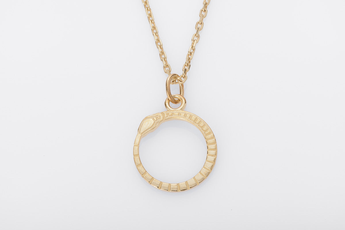 vkngjewelry Pendant Handcrafted Slim World Serpent Jormungandr Gold Pendant