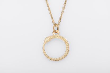 vkngjewelry Pendant Handcrafted Slim World Serpent Jormungandr Gold Pendant