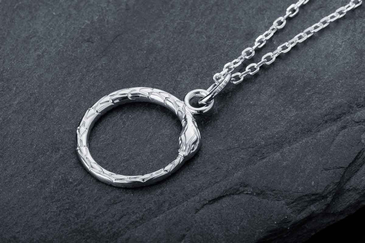 vkngjewelry Pendant Handcrafted Slim World Serpent Jormungandr Silver Pendant