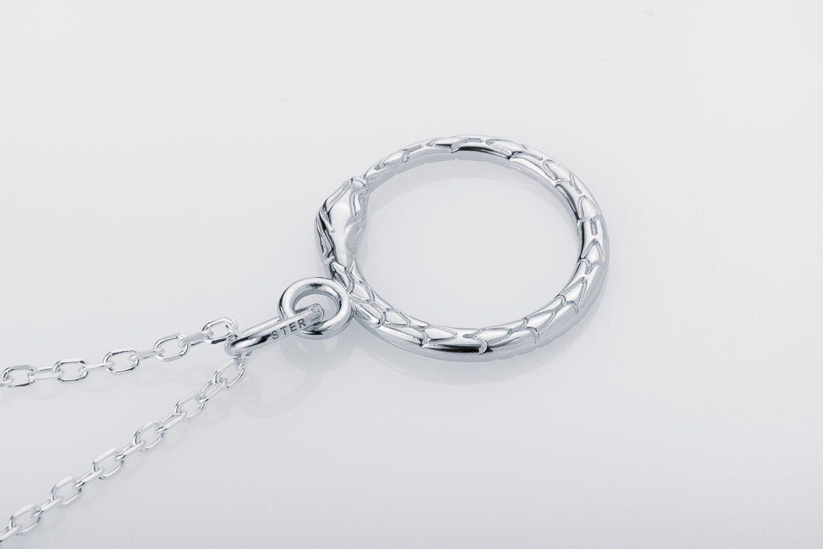 vkngjewelry Pendant Handcrafted Slim World Serpent Jormungandr Silver Pendant