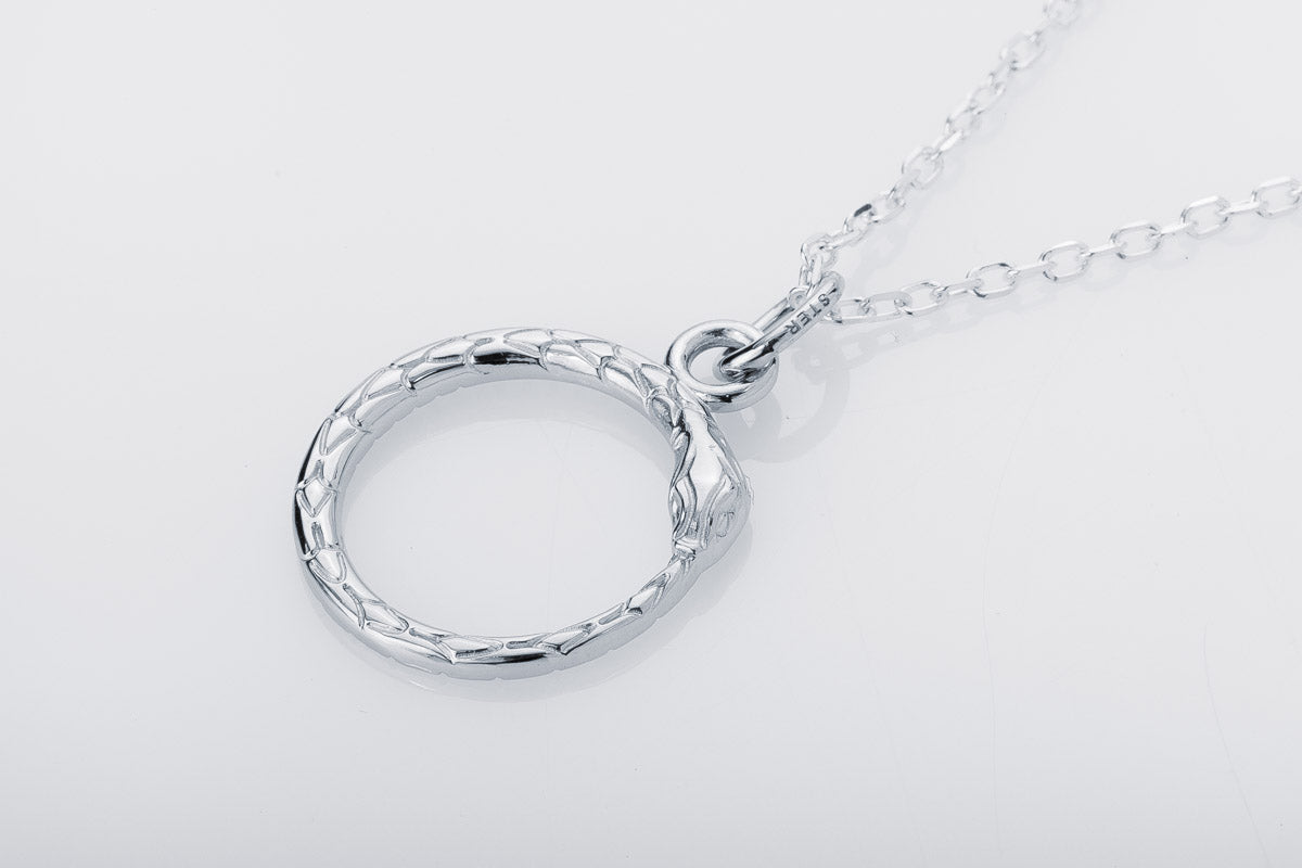 vkngjewelry Pendant Handcrafted Slim World Serpent Jormungandr Silver Pendant