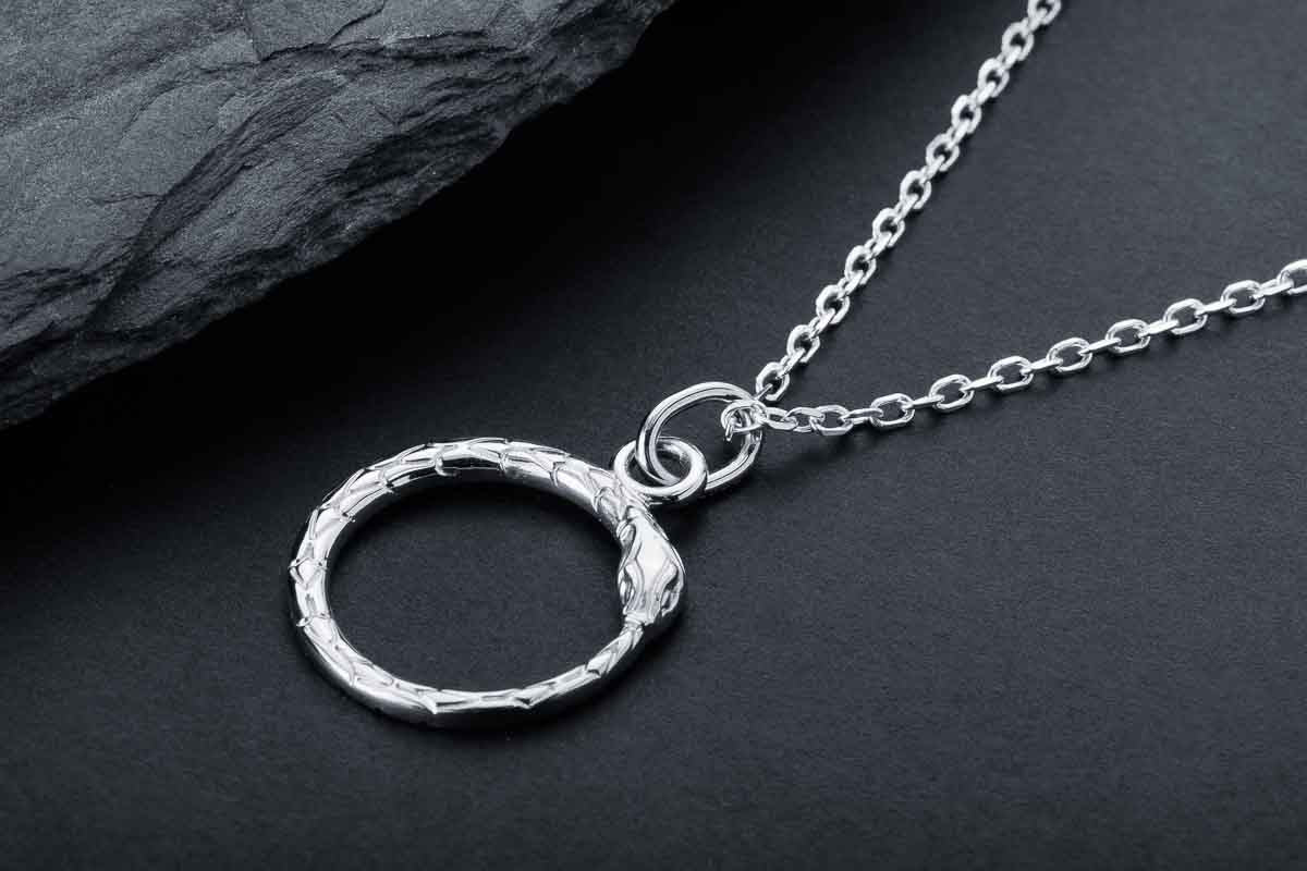 vkngjewelry Pendant Handcrafted Slim World Serpent Jormungandr Silver Pendant
