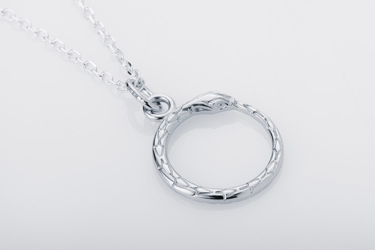 vkngjewelry Pendant Handcrafted Slim World Serpent Jormungandr Silver Pendant