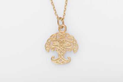 vkngjewelry Pendant Handcrafted Slim Yggdrasil Gold Pendant