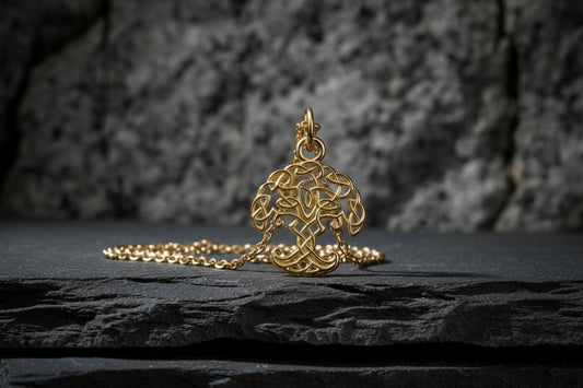 vkngjewelry Pendant Handcrafted Slim Yggdrasil Gold Pendant