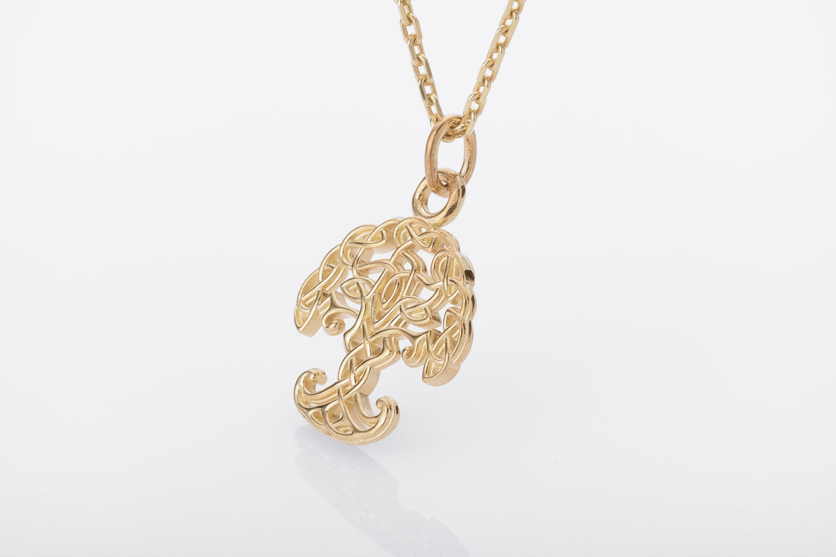 vkngjewelry Pendant Handcrafted Slim Yggdrasil Gold Pendant