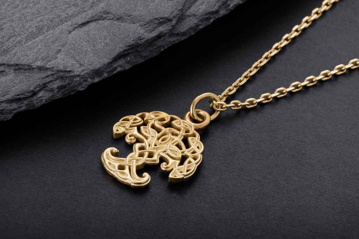 vkngjewelry Pendant Handcrafted Slim Yggdrasil Gold Pendant