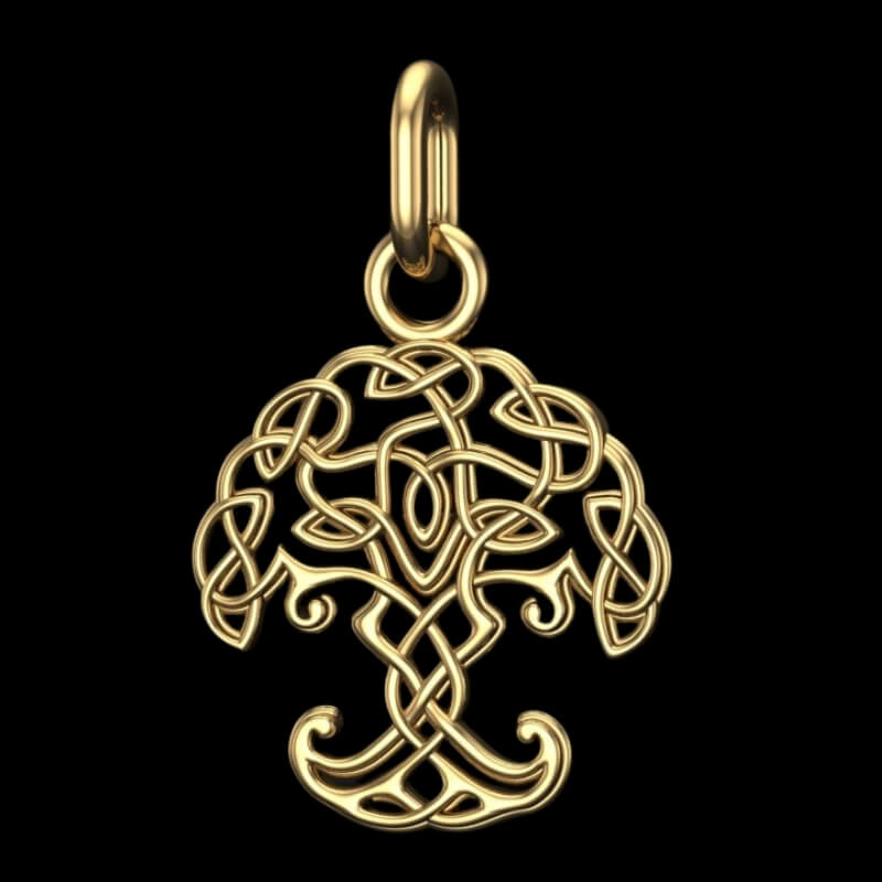 vkngjewelry pendentif Slim Yggdrasil Gold Pendant