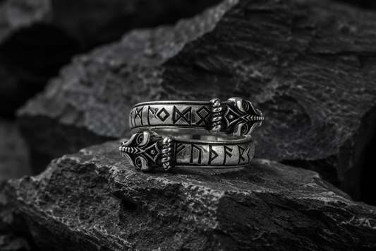 vkngjewelry Ring Handcrafted Snake Elder Futhark Runes Sterling Silver Ring
