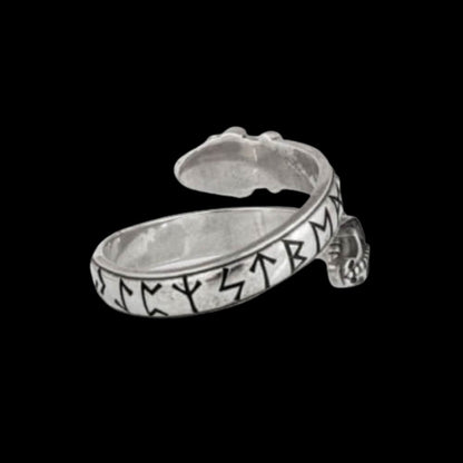 vkngjewelry Bagues Snake Elder Futhark Runes Sterling Silver Ring