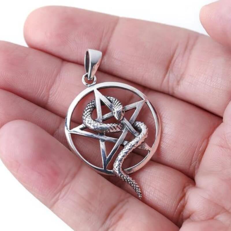 vkngjewelry Pendant Snake Pentagram Wiccan Pagan 925 Sterling silver Pendant