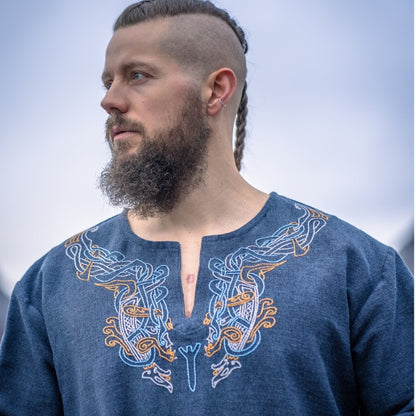 vkngjewelry Apparel & Accessories "Snorri” Viking Tunic With Urn-Style Hand Embroidery