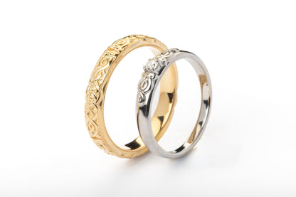 vkngjewelry Ring Solid Gold Celtic Wedding Ring with Diamond, Handmade Viking Ring