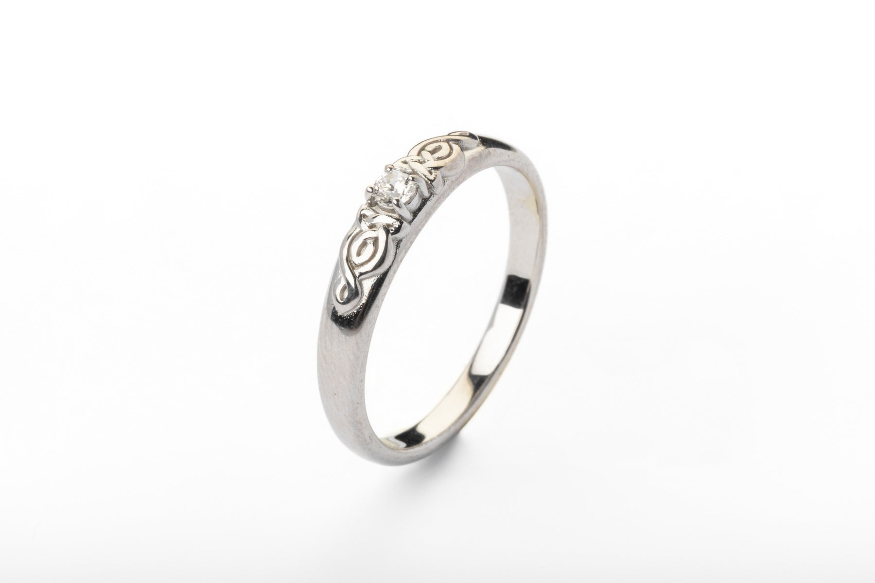 vkngjewelry Ring Solid Gold Celtic Wedding Ring with Diamond, Handmade Viking Ring