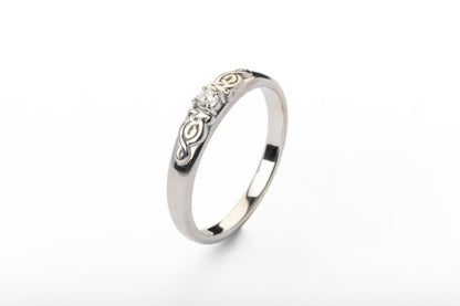 vkngjewelry Ring Solid Gold Celtic Wedding Ring with Diamond, Handmade Viking Ring