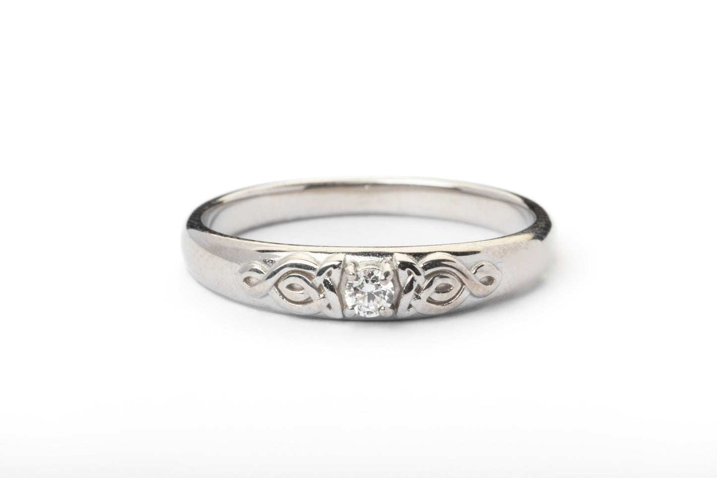 vkngjewelry Ring Solid Gold Celtic Wedding Ring with Diamond, Handmade Viking Ring
