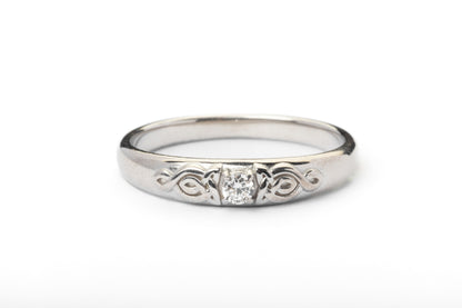 vkngjewelry Ring Solid Gold Celtic Wedding Ring with Diamond, Handmade Viking Ring