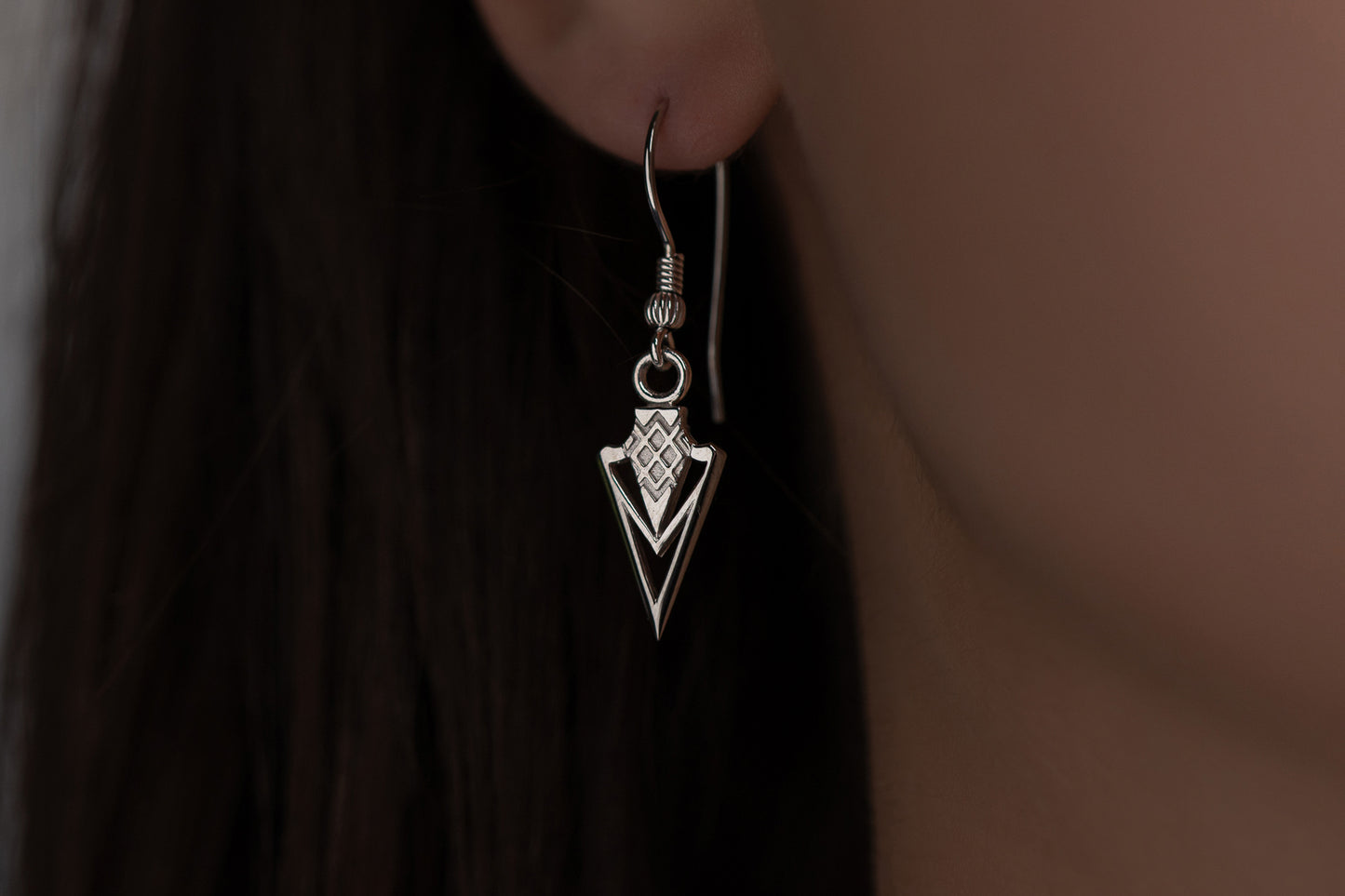 vkngjewelry Earrings Spearhead Dangle Earrings, Warrior Spirit Silver Jewelry