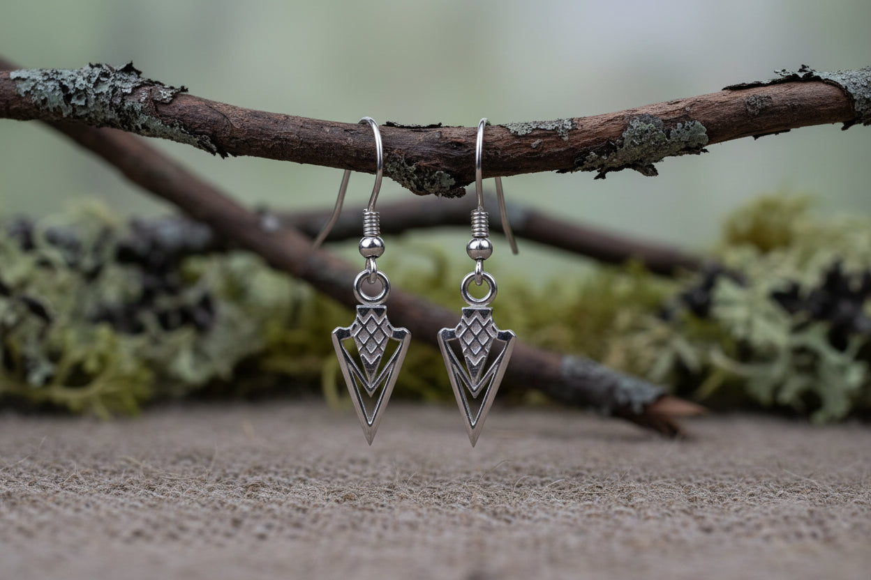 vkngjewelry Earrings Spearhead Dangle Earrings, Warrior Spirit Silver Jewelry
