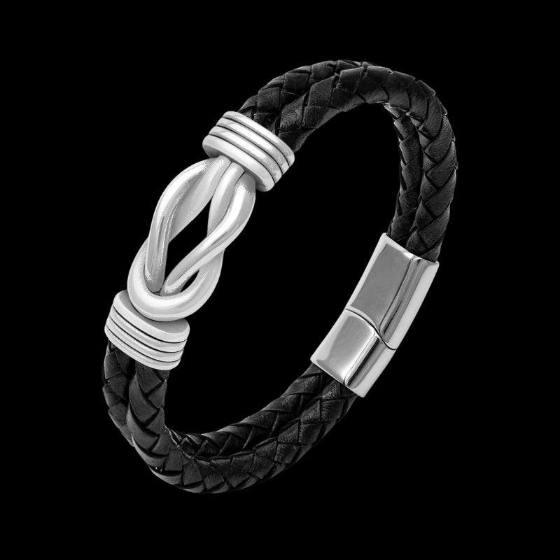 vkngjewelry Bracelet Stainless Steel Celtic Infinity Knot Leather Bracelet