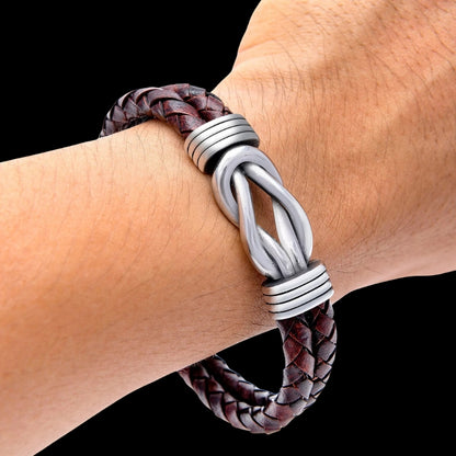 vkngjewelry Bracelet Stainless Steel Celtic Infinity Knot Leather Bracelet
