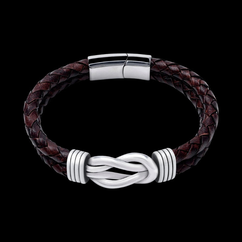 vkngjewelry Bracelet Stainless Steel Celtic Infinity Knot Leather Bracelet