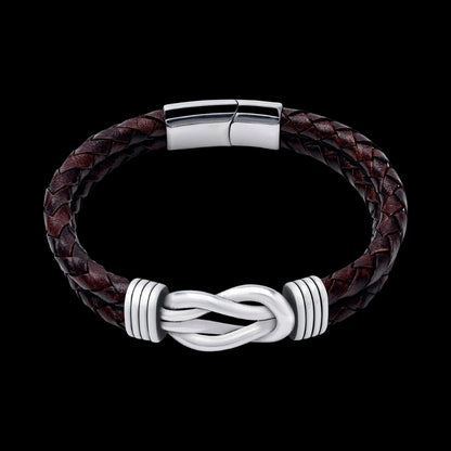 vkngjewelry Bracelet Stainless Steel Celtic Infinity Knot Leather Bracelet