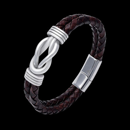 vkngjewelry Bracelet Stainless Steel Celtic Infinity Knot Leather Bracelet