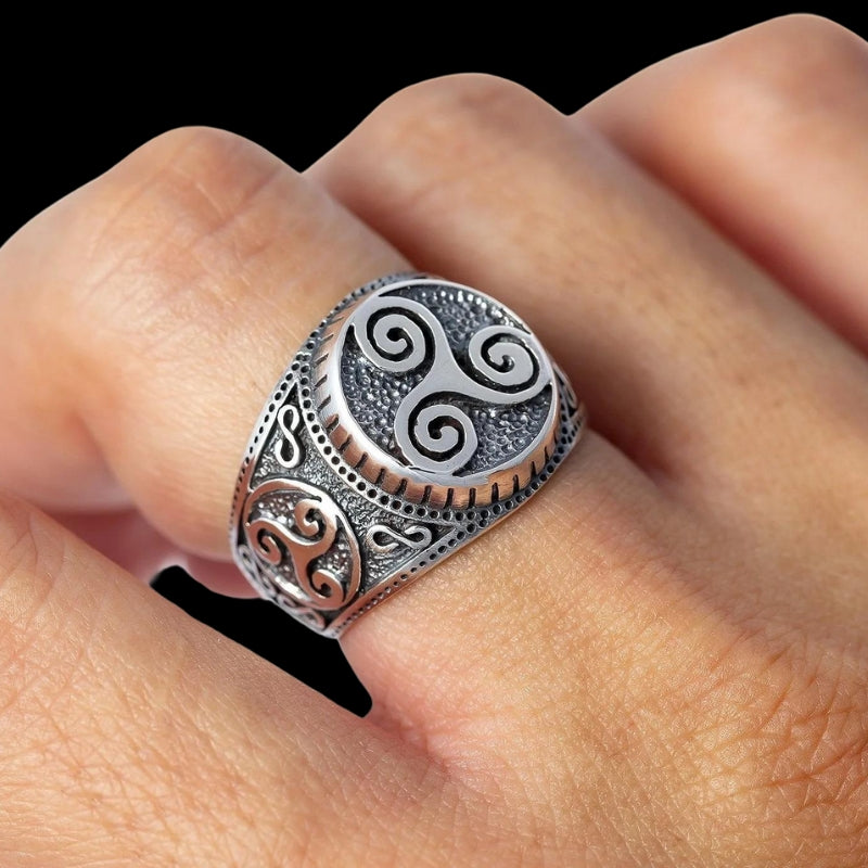 vkngjewelry Bagues 925 STERLING SILVER VIKING TRISKELION CELTIC PAGAN HANDCRAFTED RING