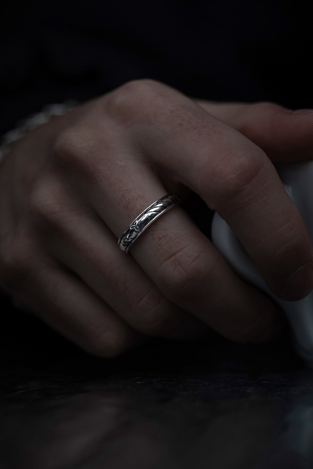 vkngjewelry Rings Sterling Silver Celtic Knot Ring, Classic Wedding Band