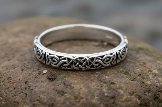 vkngjewelry Rings Sterling Silver Celtic Pattern Wedding Ring