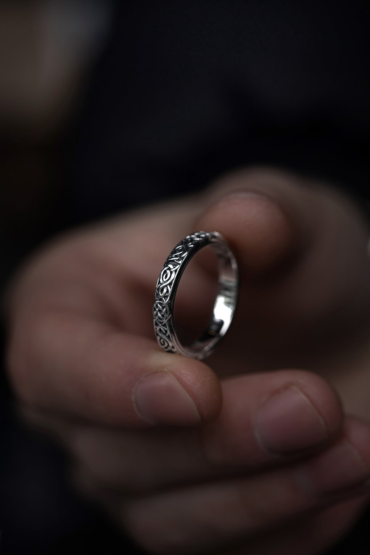 vkngjewelry Rings Sterling Silver Celtic Pattern Wedding Ring