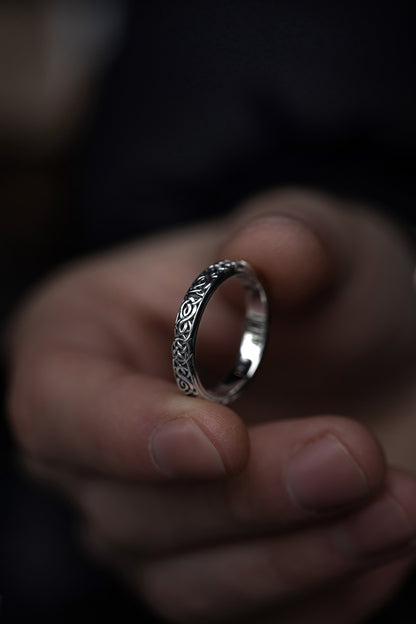 vkngjewelry Rings Sterling Silver Celtic Pattern Wedding Ring