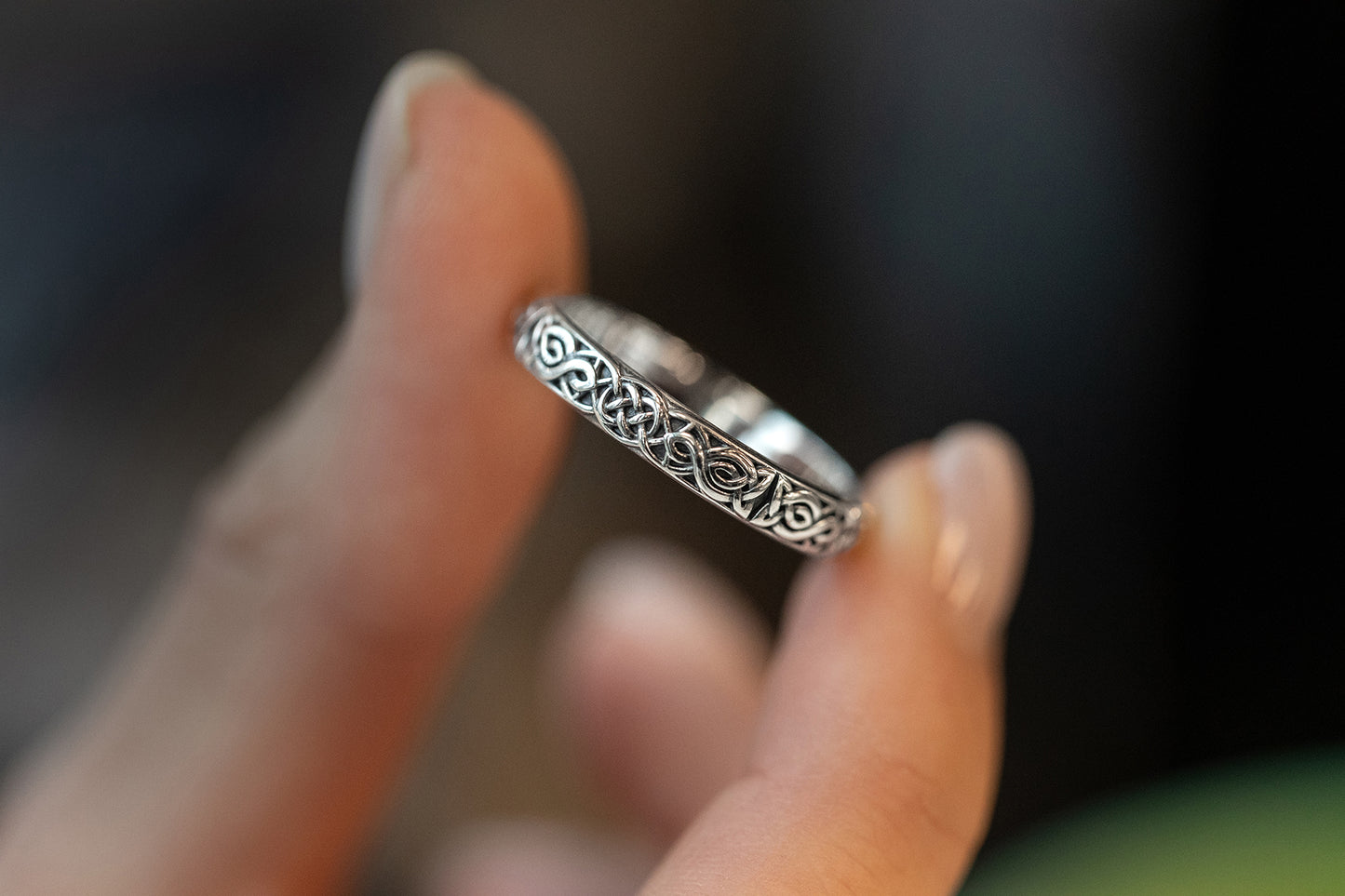 vkngjewelry Rings Sterling Silver Celtic Pattern Wedding Ring
