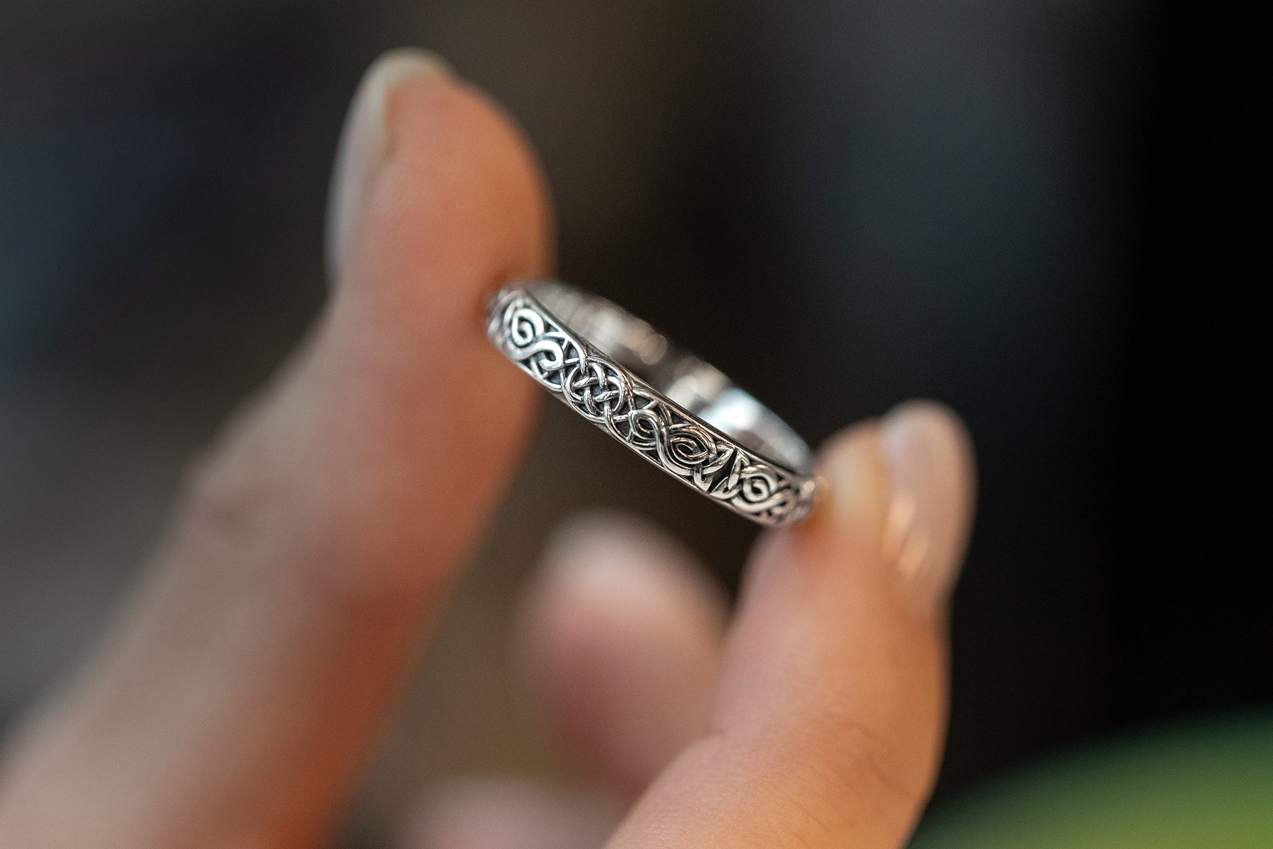 vkngjewelry Rings Sterling Silver Celtic Pattern Wedding Ring